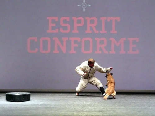 Le chien de Fr&eacute;d&eacute;ric Prulhi&egrave;re sur sc&egrave;ne dans le spectacle Bleib (photo 21)